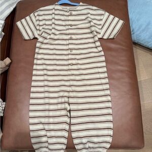 Rylee + Cru Cream and Brown Striped Onesie